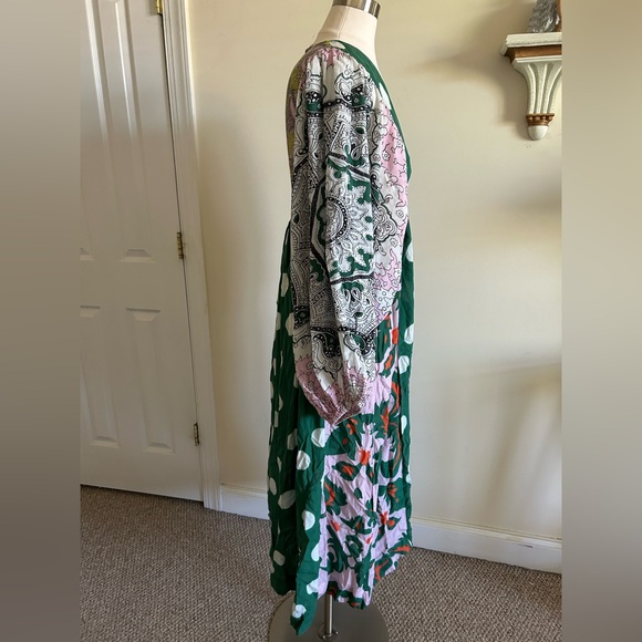 Essentiel Antwerp Green, multicolor print cotton blend boho maxi dress size XS - Picture 6 of 11